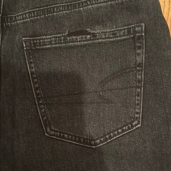 AMERICAN EAGLE Dreamy Drape High Rise Size 10R Black Baggy Ripped Wide Leg Jeans - Picture 14 of 16